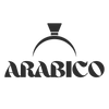 Logo of 'Arabico' with a black coffee cup silhouette on a white background