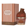 Chocolate-themed perfume bottle and packaging with 'Choco Overdose Give Me Gourmand' branding.
