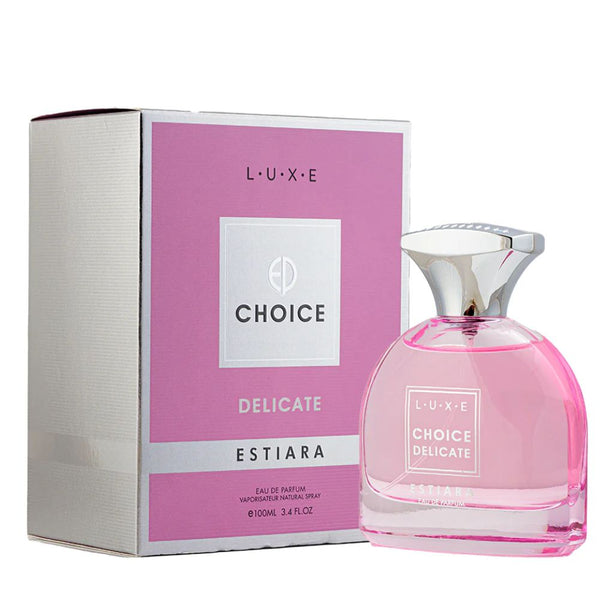 Pink perfume bottle with 'Léxiè' packaging on a white background
