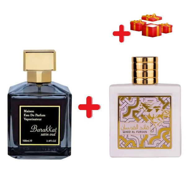Fragrance World Barakkat Satin Oud + Lattafa Qaed Al Fursan Unlimited + 3 подаръка