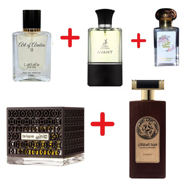 French Avenue Astoorath The Legend + Asdaaf Majd Al Sultan + Lattafa Art of Arabia II + Maison Alhambra Avant + Otoori Jameela + Otoori Musk