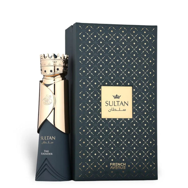 Sultan perfume bottle and packaging on a white background