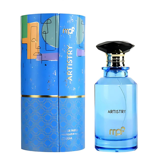 Artistry perfume bottle and packaging on a white background
