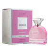 Pink perfume bottle with 'Léxiè' packaging on a white background