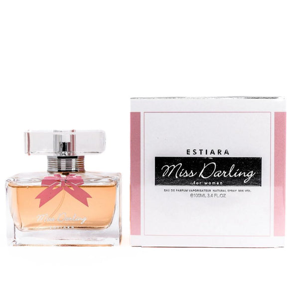 Estiara Miss Darling perfume bottle and packaging on a white background