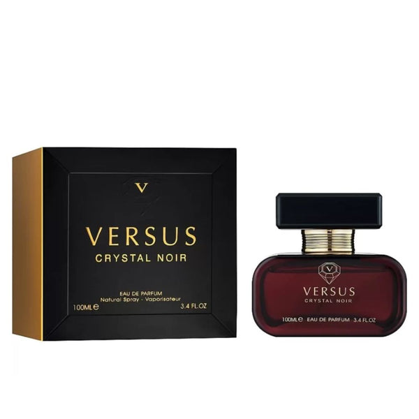 Versus Crystal Noir perfume bottle and packaging on a white background