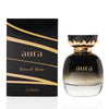 Perfume bottle and packaging of 'aura Kiss of Rose' by La Fede on a white background