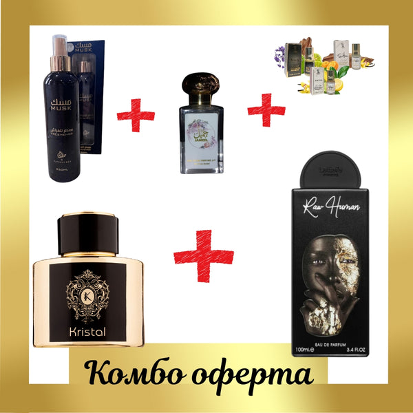 Fragrance World Kristal + Lattafa Raw Human + Otoori Musk + Otoori Jameela + 3 мини парфюмни масла