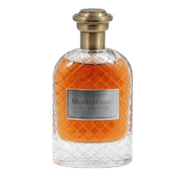 Perfume bottle with quilted design and gold cap on a white background