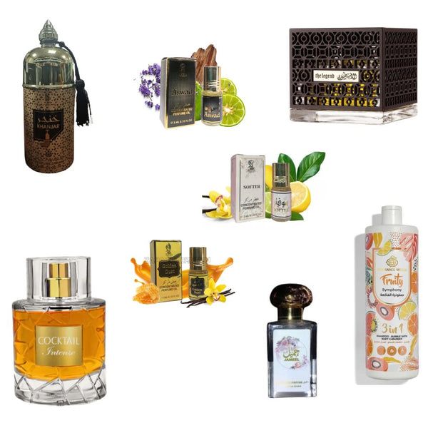 French Avenue Astoorath the Legend + Fragrance World Cocktail Intense + Fragrance World Fruity Symphony + My Perfumes Waseemah + Otoori Jameela + 3 малки парфюмни масла