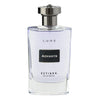 Clear perfume bottle with silver cap labeled 'ESTIARA' on a white background