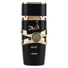 Black and gold perfume bottle with 'Asad' branding on a white background