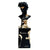 Perfume bottle with classical bust design on a white background